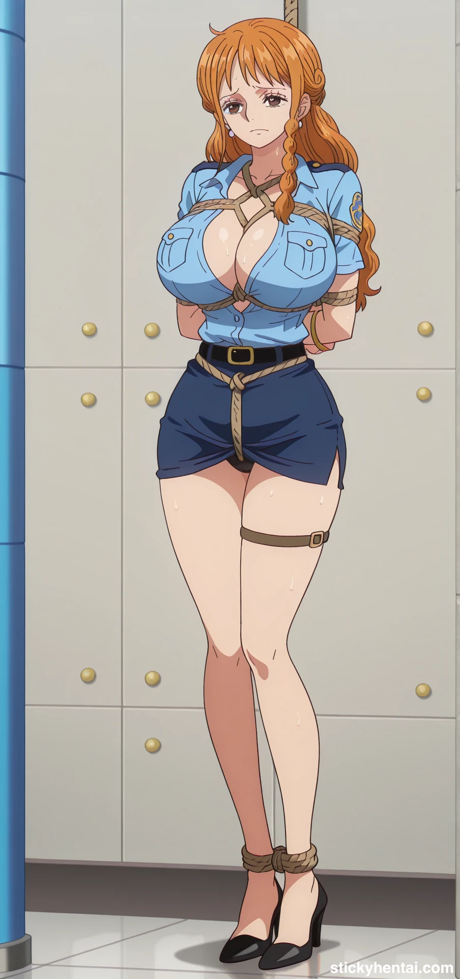 Nami as a Police officer - Rope Bondage photo shoot #nami-police-uniform-hentai-13.webp