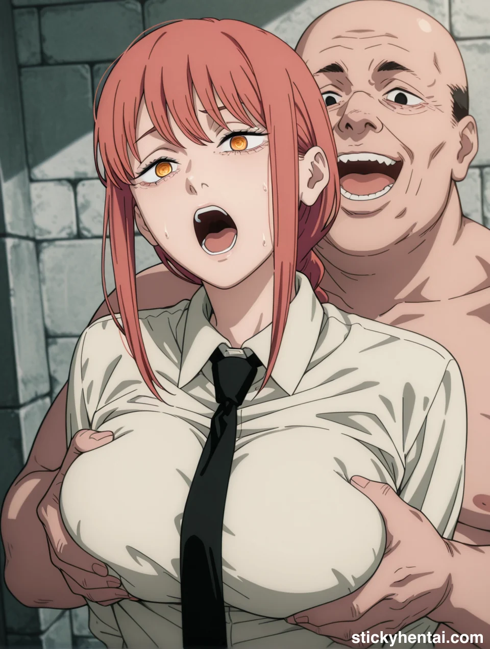 Clothed Big Breasts Fondling with Makima #makima-breast-grabbing-hentai-36.webp