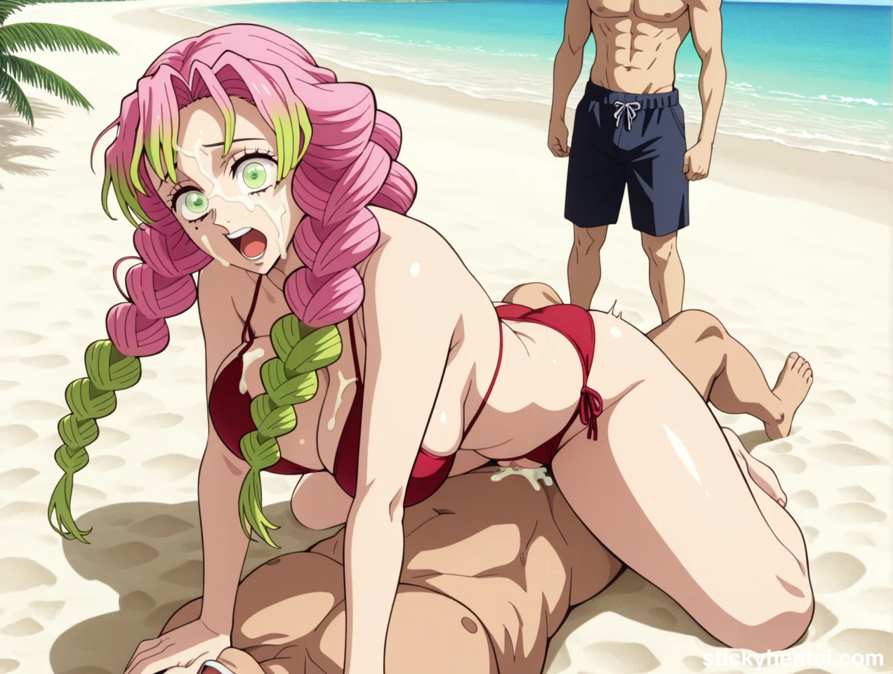 Mitsuri Kanroji Cowgirl cock riding in Gangbang #mitsuri-kanroji-gangbang-hentai-15.webp