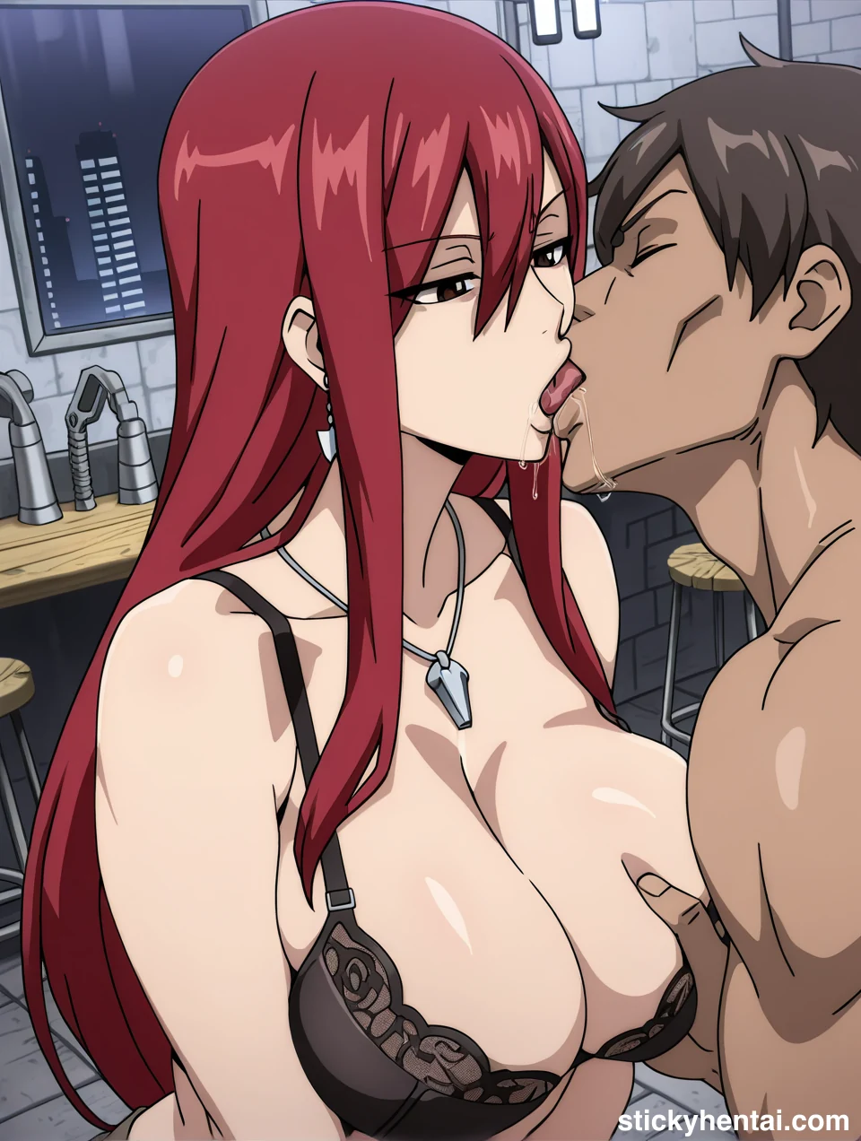 Erza Scarlet French Kissing exchanging saliva #erza-scarlet-kissing-hentai-3.webp