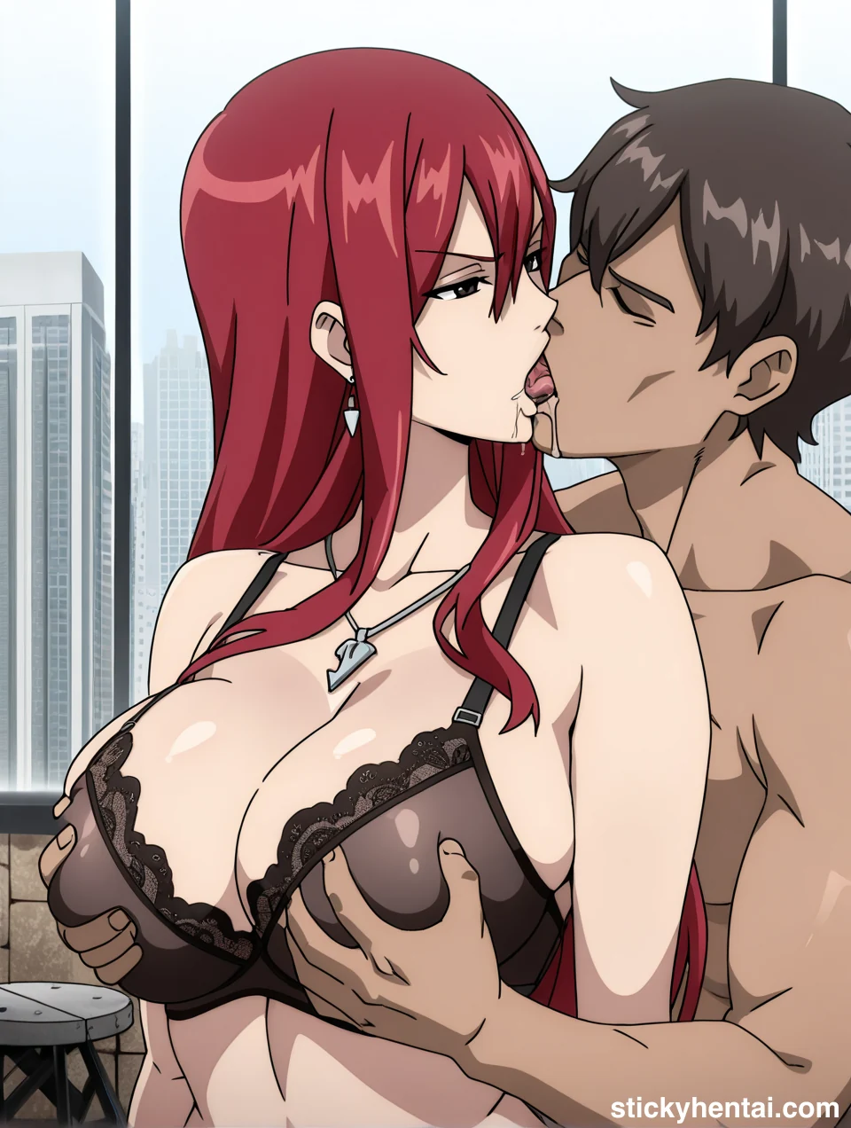 Erza Scarlet French Kissing exchanging saliva #erza-scarlet-kissing-hentai-5.webp