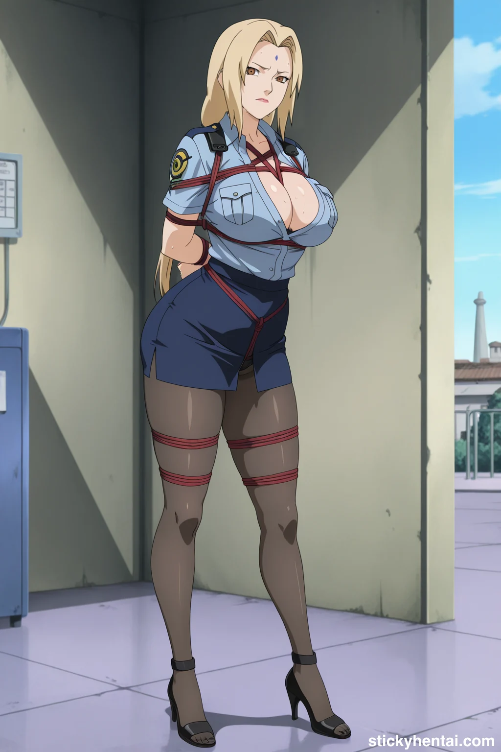 Tsunade in police uniform bound with Rope images #tsunade-police-hentai-8.webp