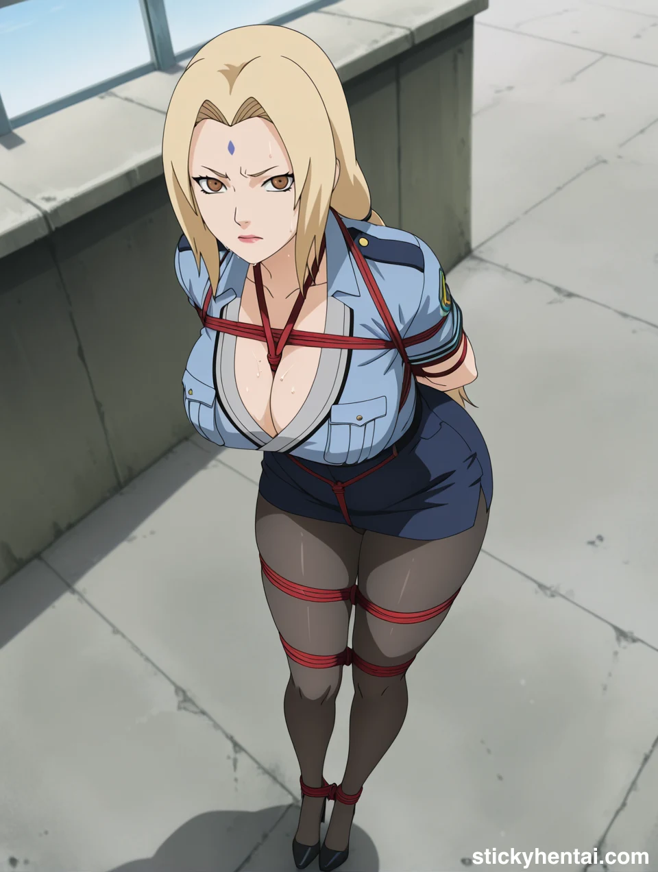 Tsunade in police uniform bound with Rope images #tsunade-police-hentai-1.webp