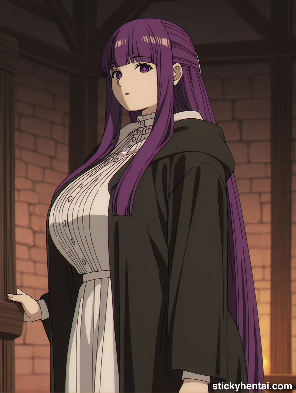 Fern grabbing her own boobs AI generated images #fern-frieren-hentai-22.webp