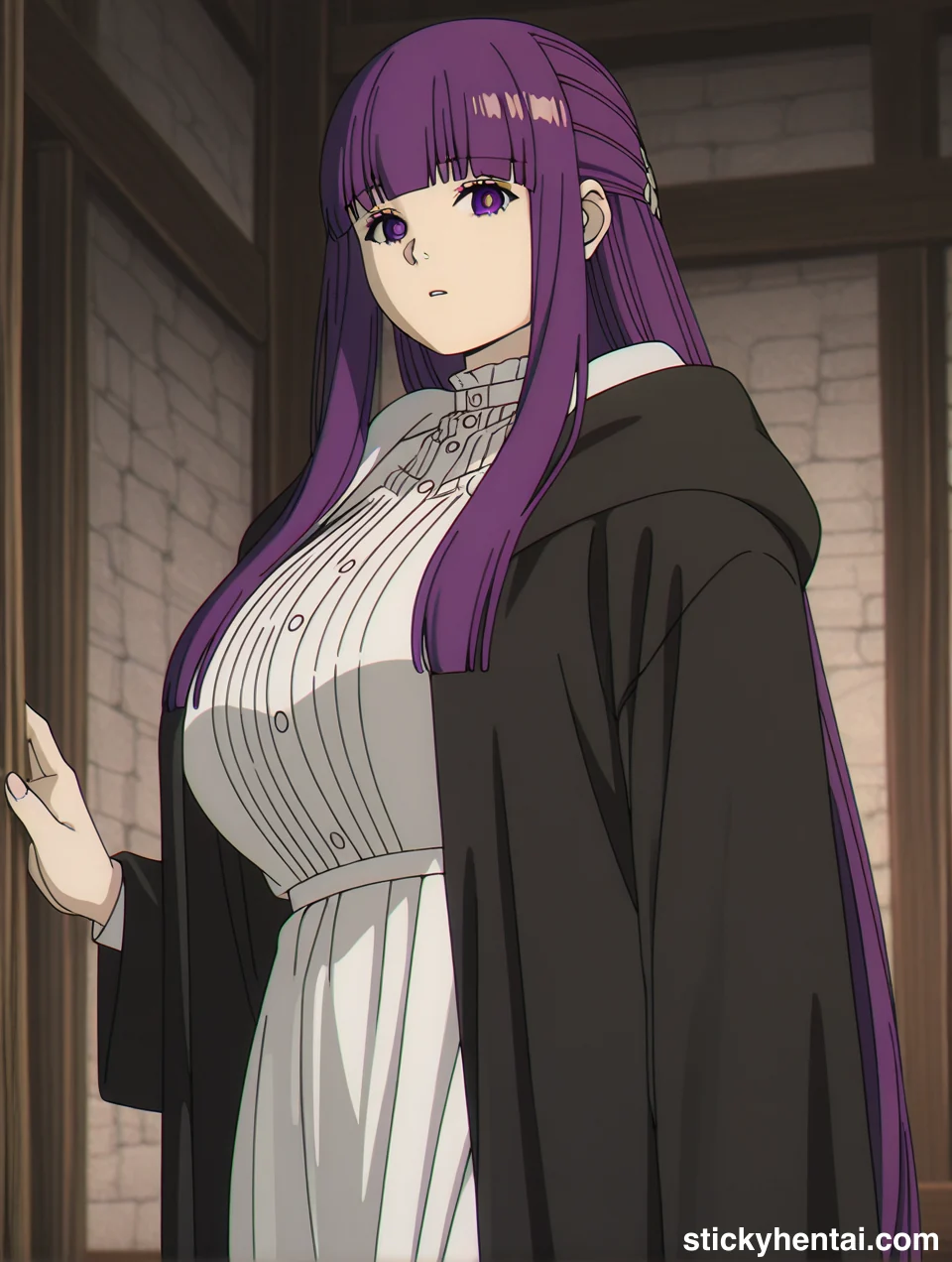 Fern grabbing her own boobs AI generated images #fern-frieren-hentai-23.webp
