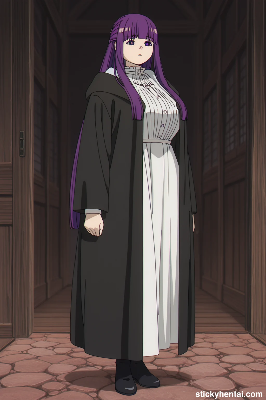 Fern grabbing her own boobs AI generated images #fern-frieren-hentai-26.webp