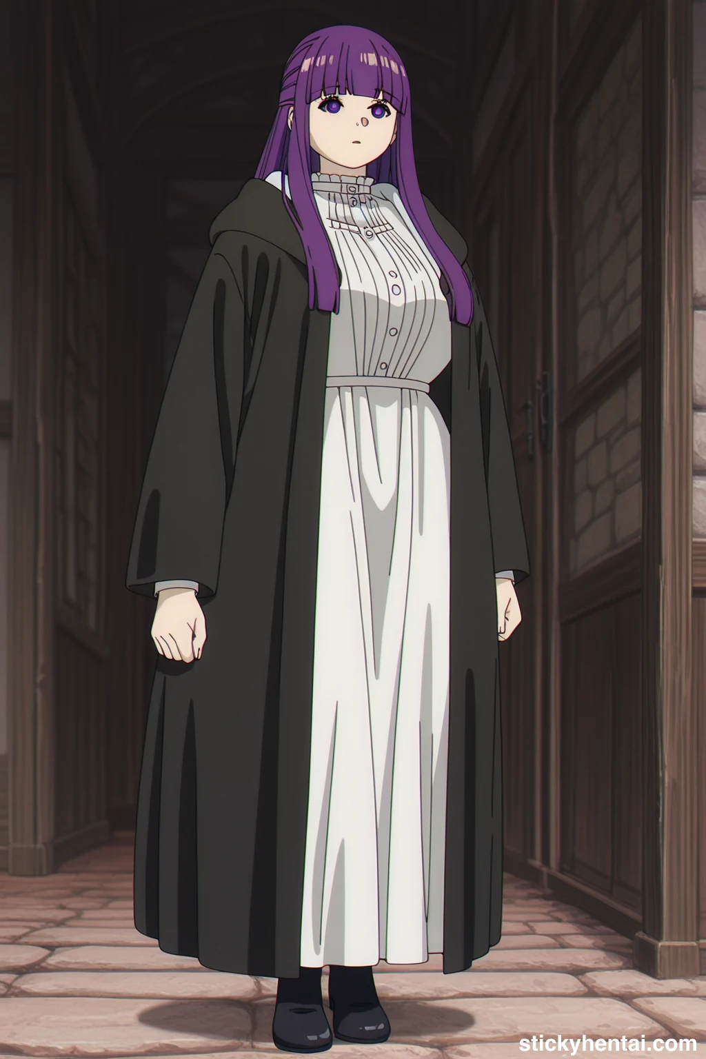 Fern grabbing her own boobs AI generated images #fern-frieren-hentai-27.webp