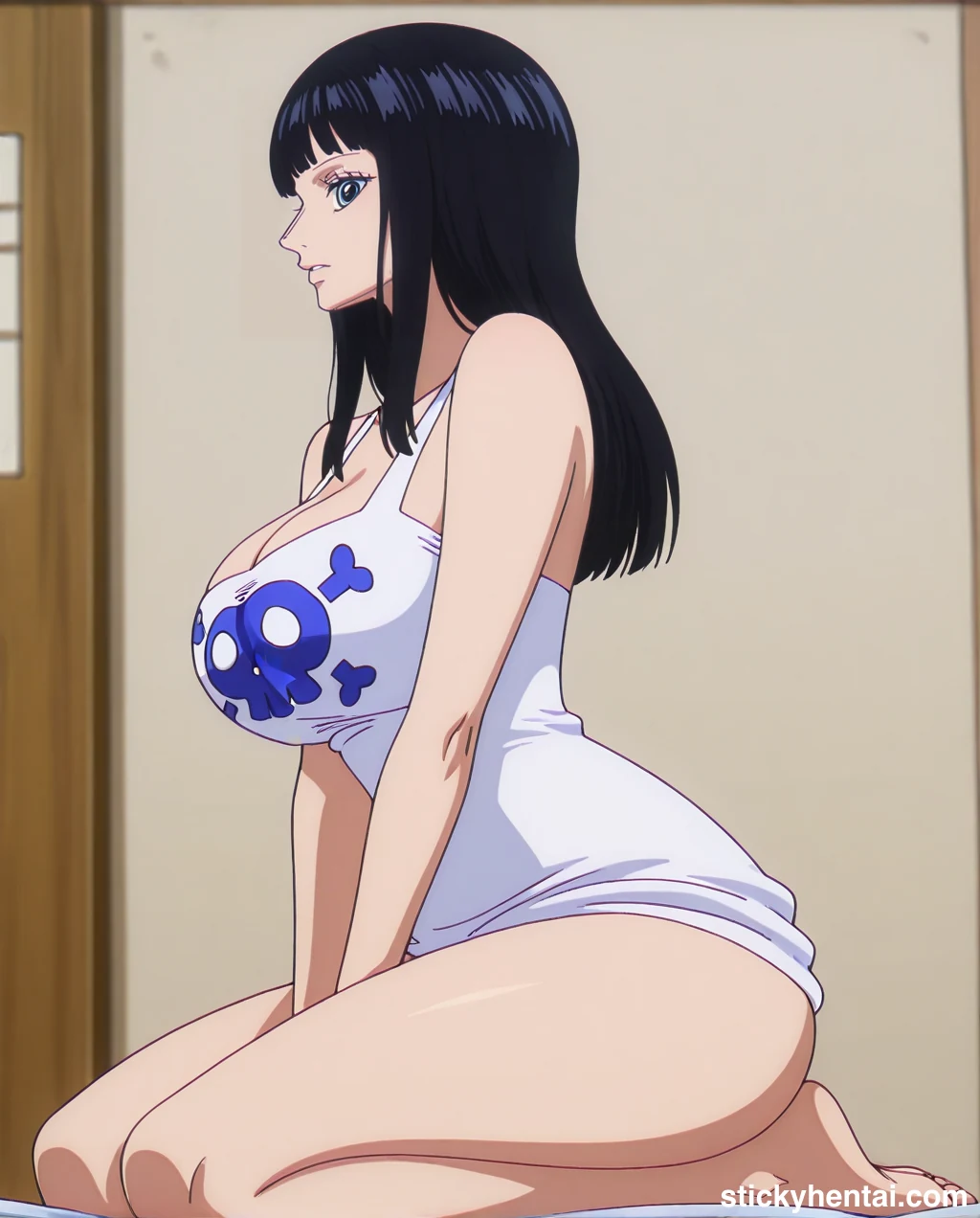 Nico Robin with her new haircut seiza sitting side profile  - Elbaph Arc ( Elbaf ) #nico-robin-elbaph-hentai.webp