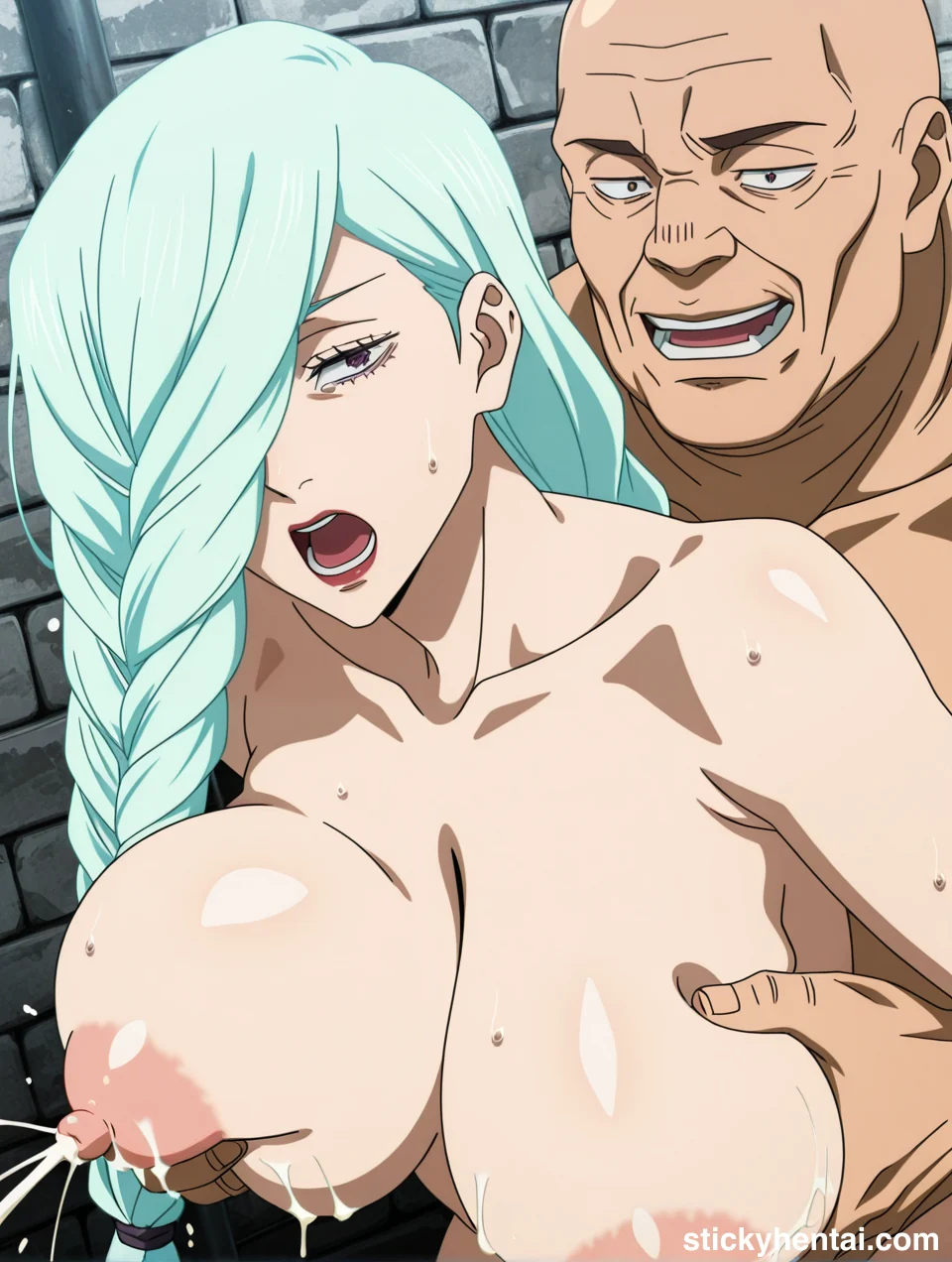 Fondling Mei Mei's beautiful big breasts while she is lactating #mei-mei-breasts-fondling-hentai-13.webp
