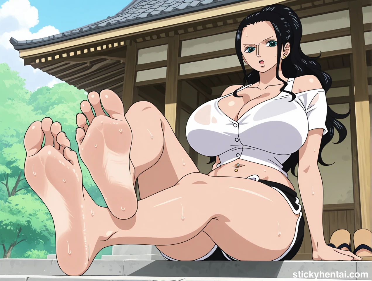 Nico Robin is showing her beautiful feet close up #nico-robin-feet-hentai-11.webp