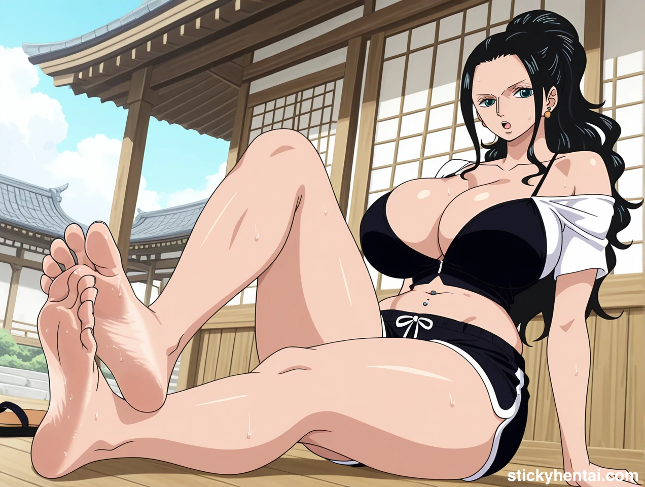Nico Robin is showing her beautiful feet close up #nico-robin-feet-hentai-4.webp