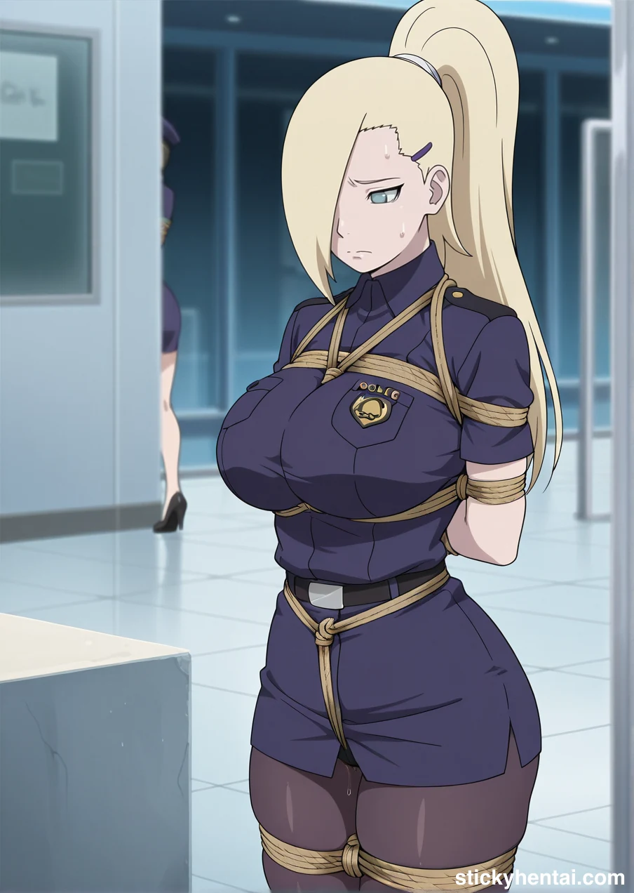 Ino Yamanaka in police uniform bound by ropes images #ino-yamanaka-police-hentai-1.webp