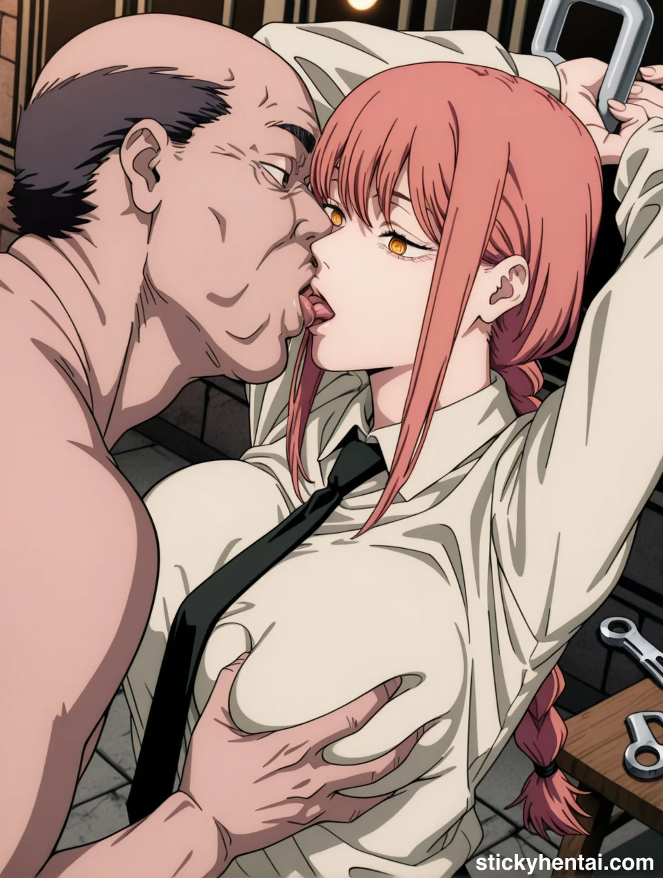 Tongue out French Kiss with Makima #makima-chainsaw-man-hentai-20.webp