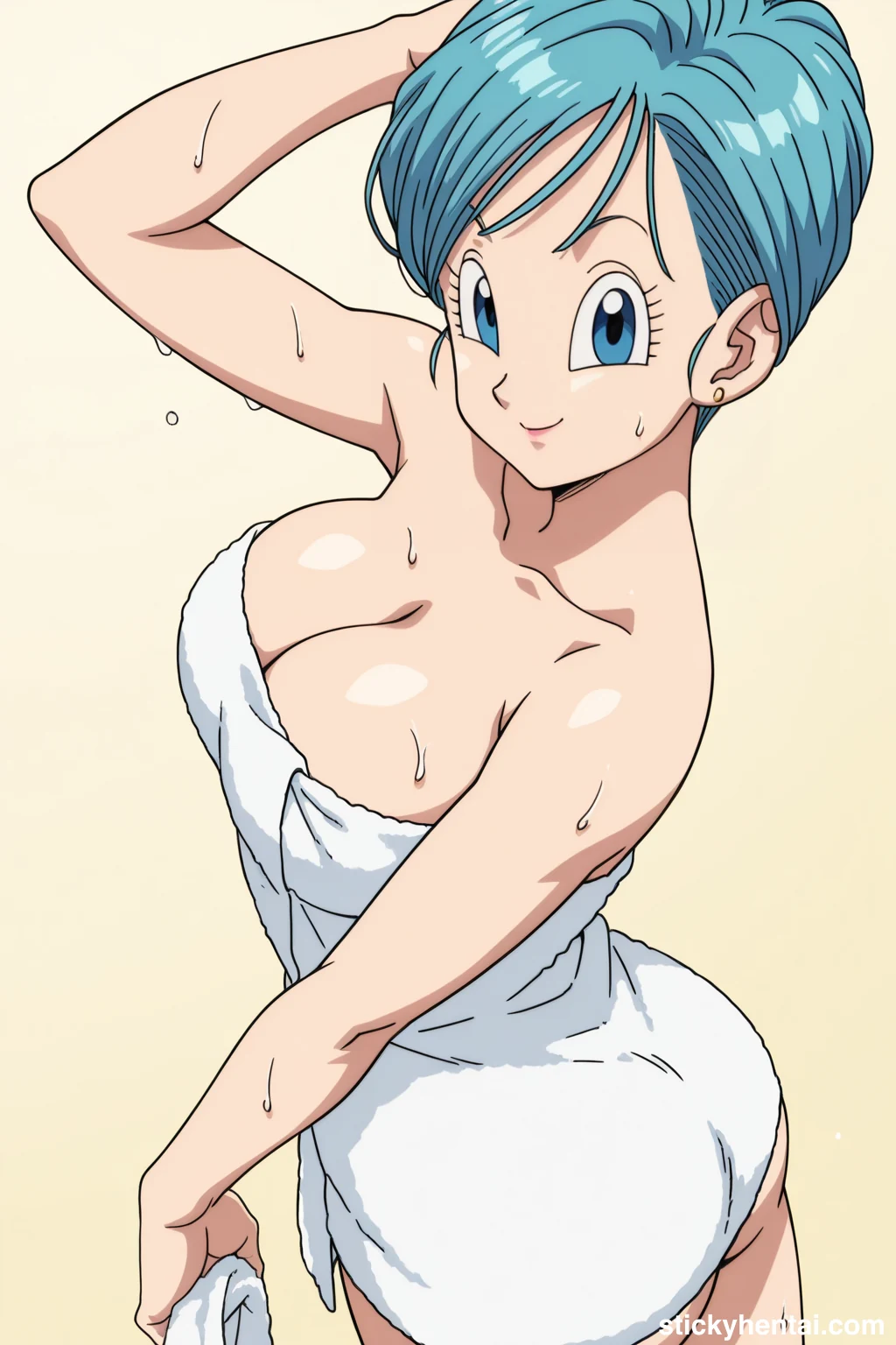 Bulma in a White Naked towel after taking a bath #bulma-hentai-2.webp