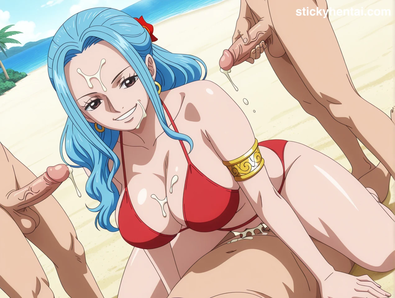Nefertari Vivi Red Bikini Hentai Gallery - Gangbang on Beach #nefertari-vivi-beach-gangbang-hentai-21.webp