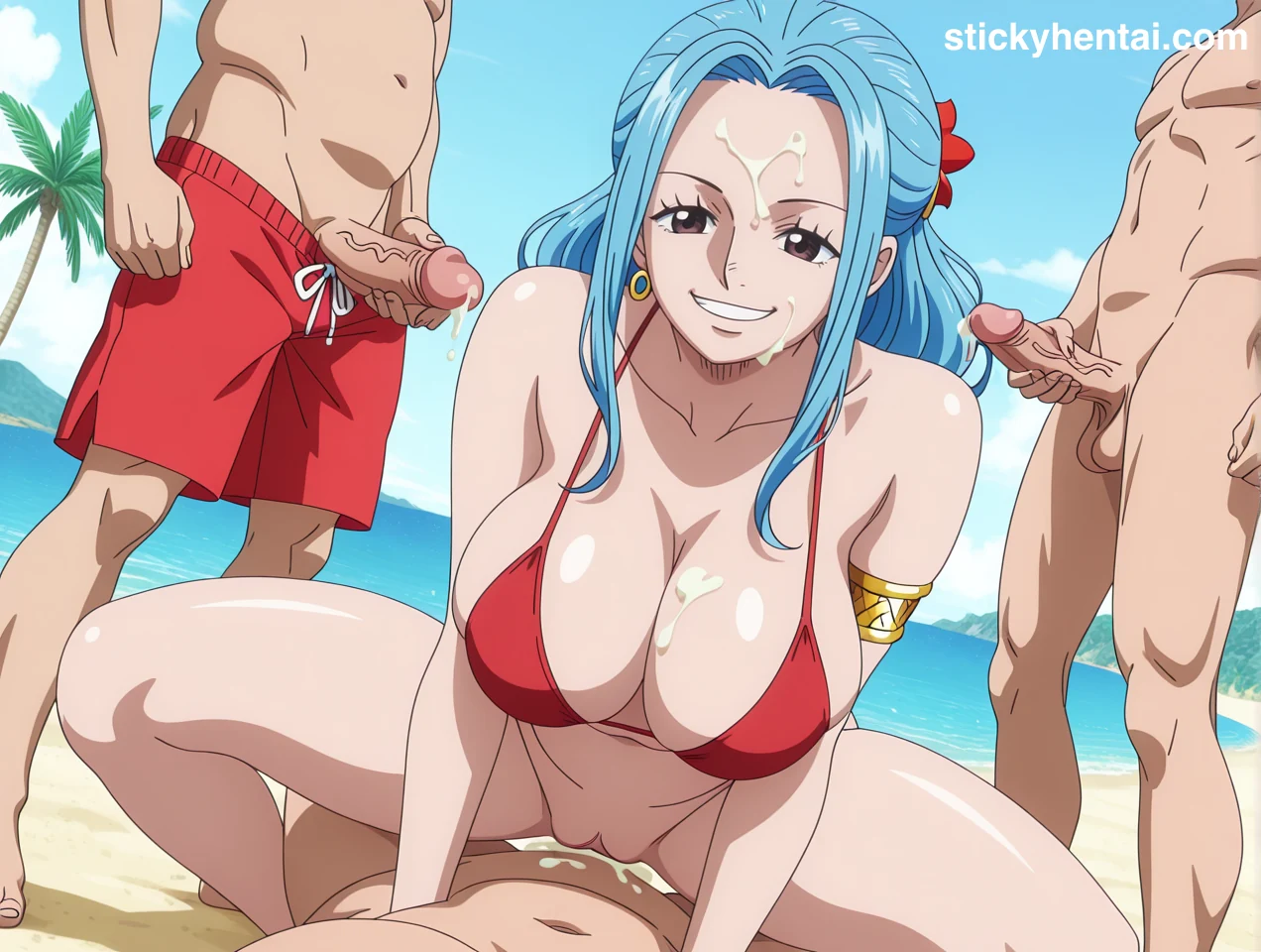 Nefertari Vivi Red Bikini Hentai Gallery - Gangbang on Beach #nefertari-vivi-beach-gangbang-hentai-16.webp