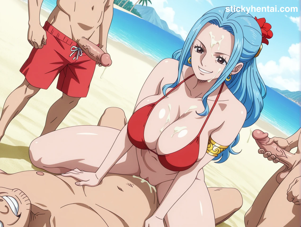 Nefertari Vivi Red Bikini Hentai Gallery - Gangbang on Beach #nefertari-vivi-beach-gangbang-hentai-18.webp