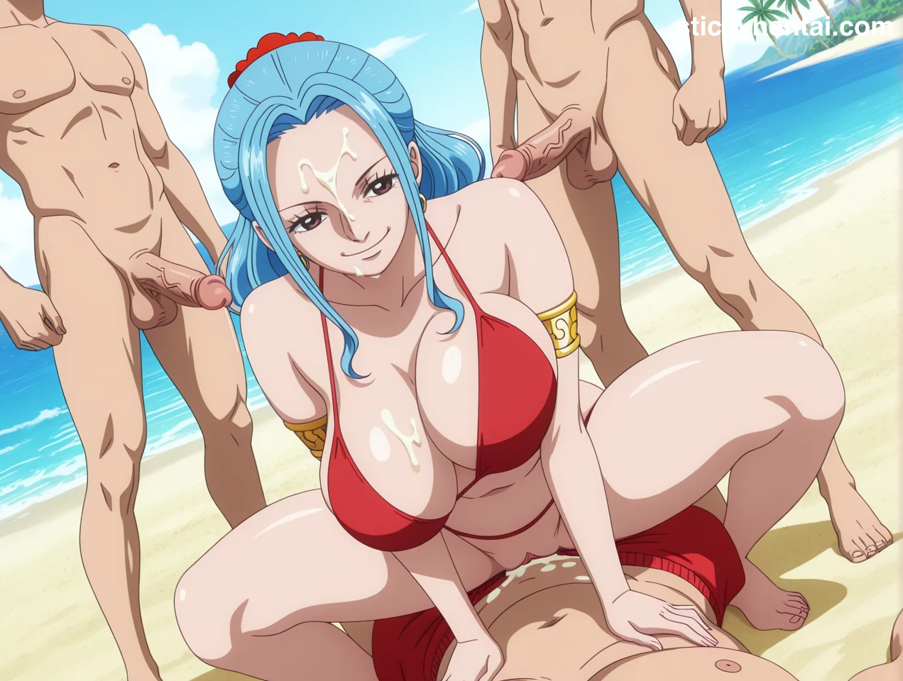 Nefertari Vivi Red Bikini Hentai Gallery - Gangbang on Beach #nefertari-vivi-beach-gangbang-hentai-15.webp