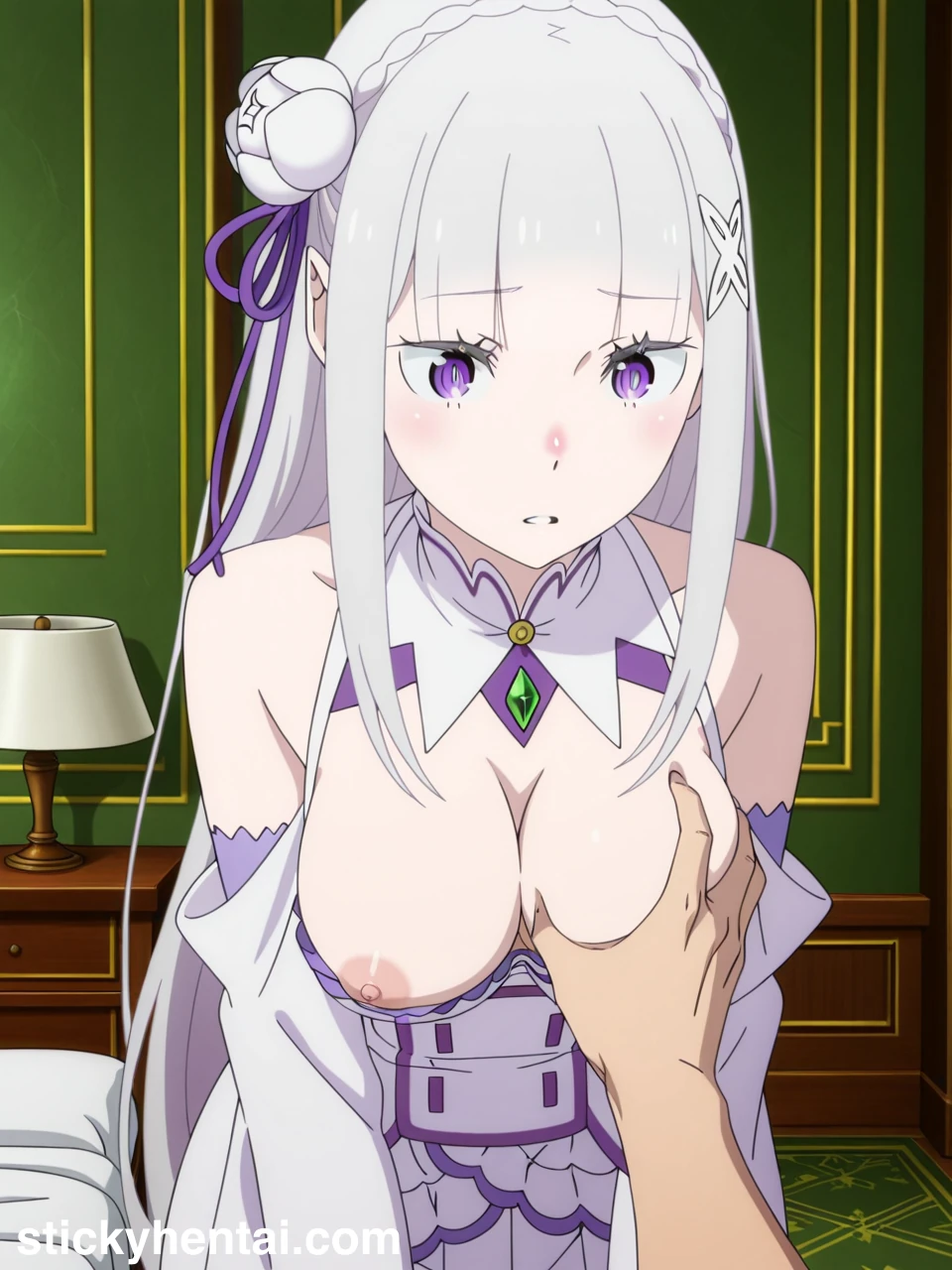 Emilia Hentai Gallery - Groping Her Tits #emilia-re-zero-sexy-pose-hentai-23.webp