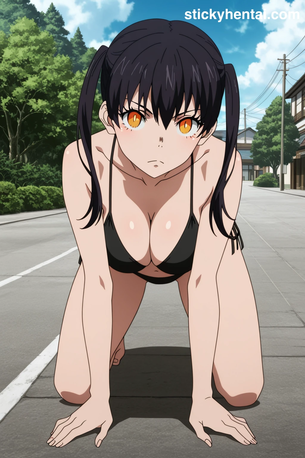 Tamaki Kotatsu Hentai (Fire Force) - Sexy Black Bikini #tamaki-kotatsu-fire-force-hentai-29.webp