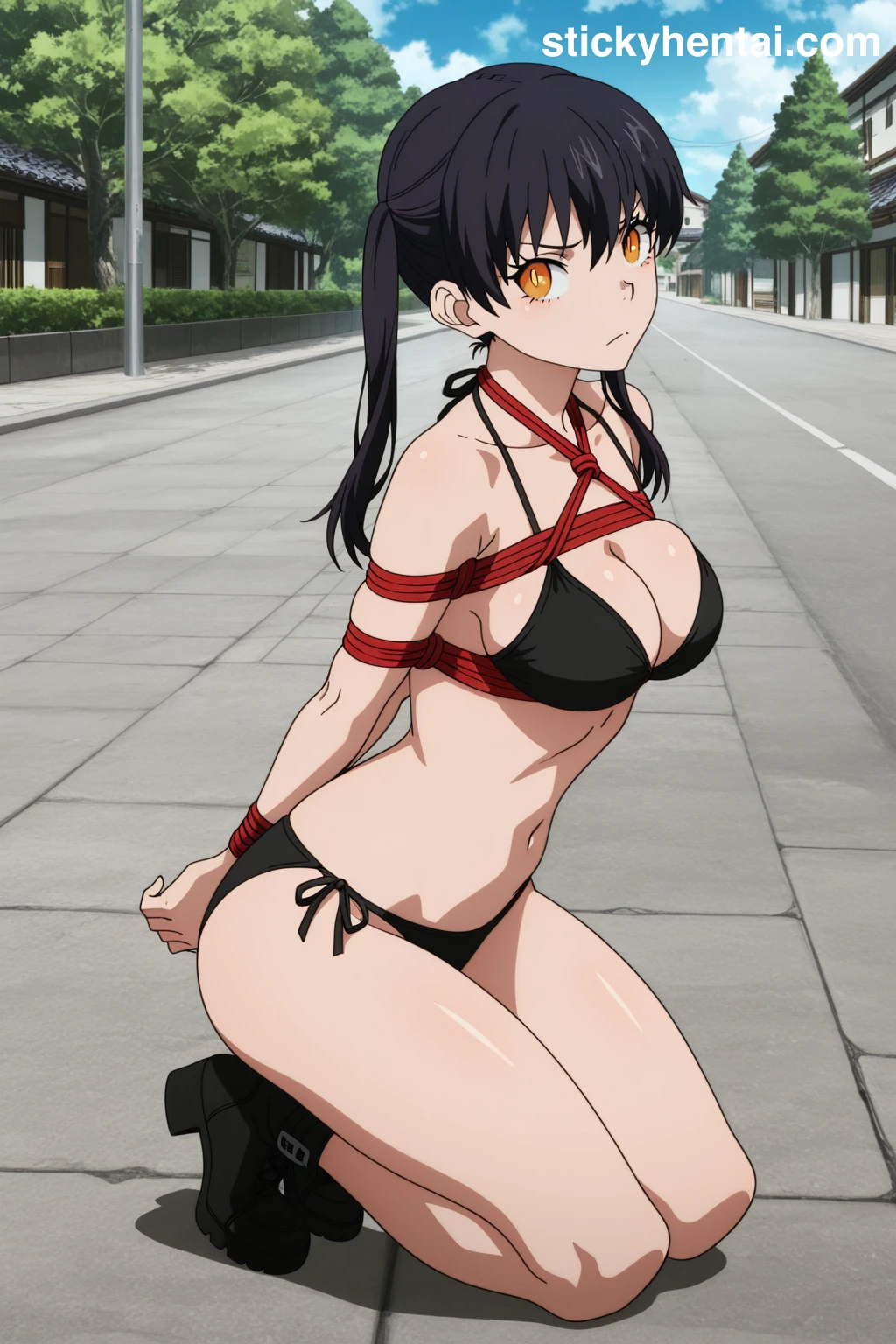 Tamaki Kotatsu Hentai (Fire Force) - Sexy Black Bikini #tamaki-kotatsu-fire-force-hentai-21.webp